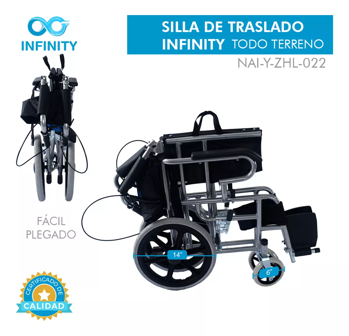 Foto 4 | Silla De Ruedas Todo Terreno Infinity Para Traslado