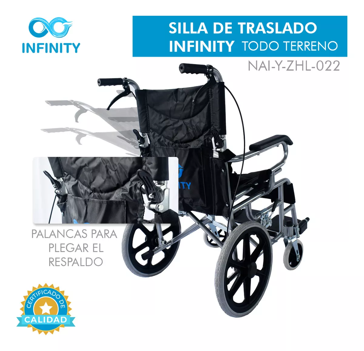 Foto 6 pulgar | Silla De Ruedas Todo Terreno Infinity Para Traslado