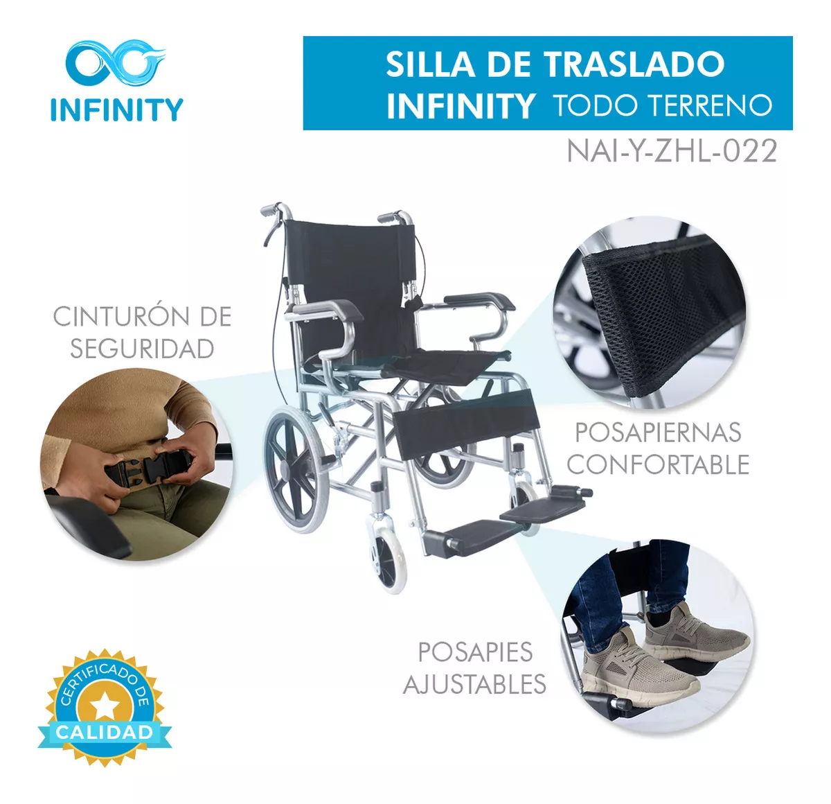 Foto 7 pulgar | Silla De Ruedas Todo Terreno Infinity Para Traslado