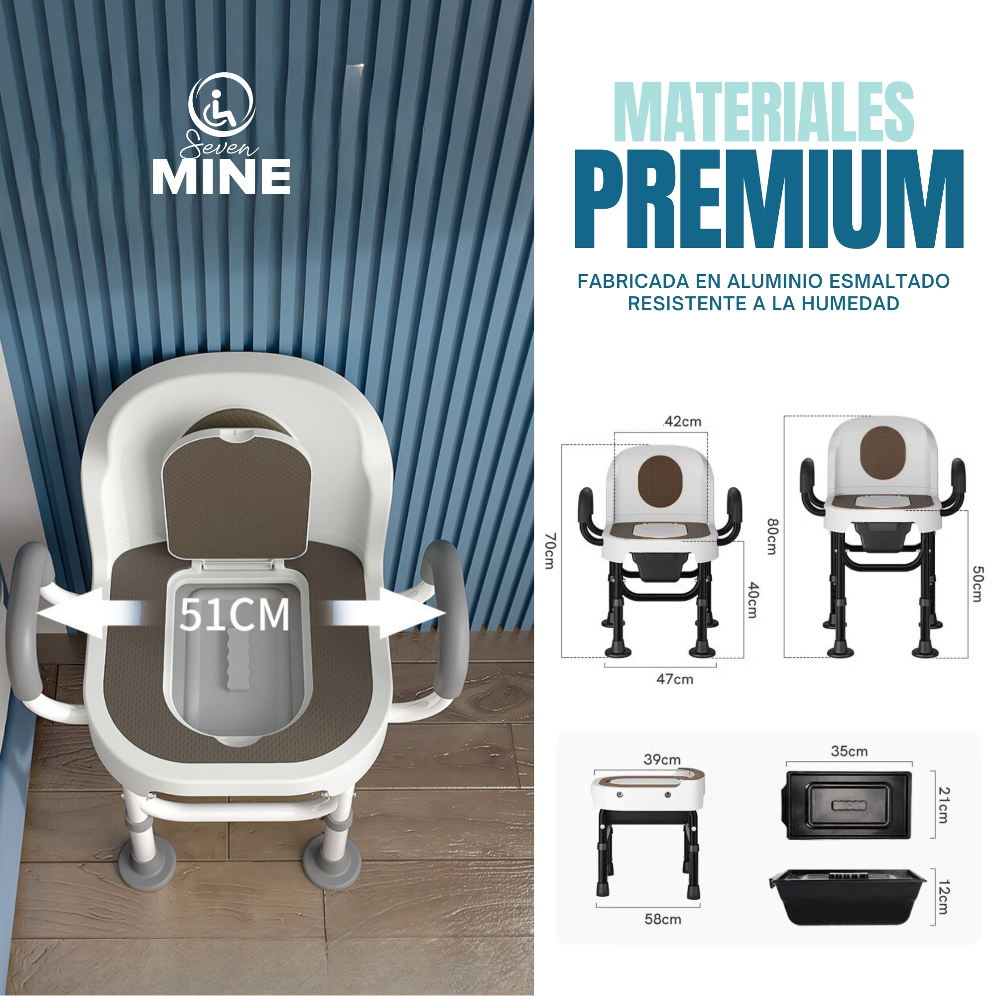 Foto 6 | Silla de Baño con Comodo Inodoro Cuadrado Sc-515