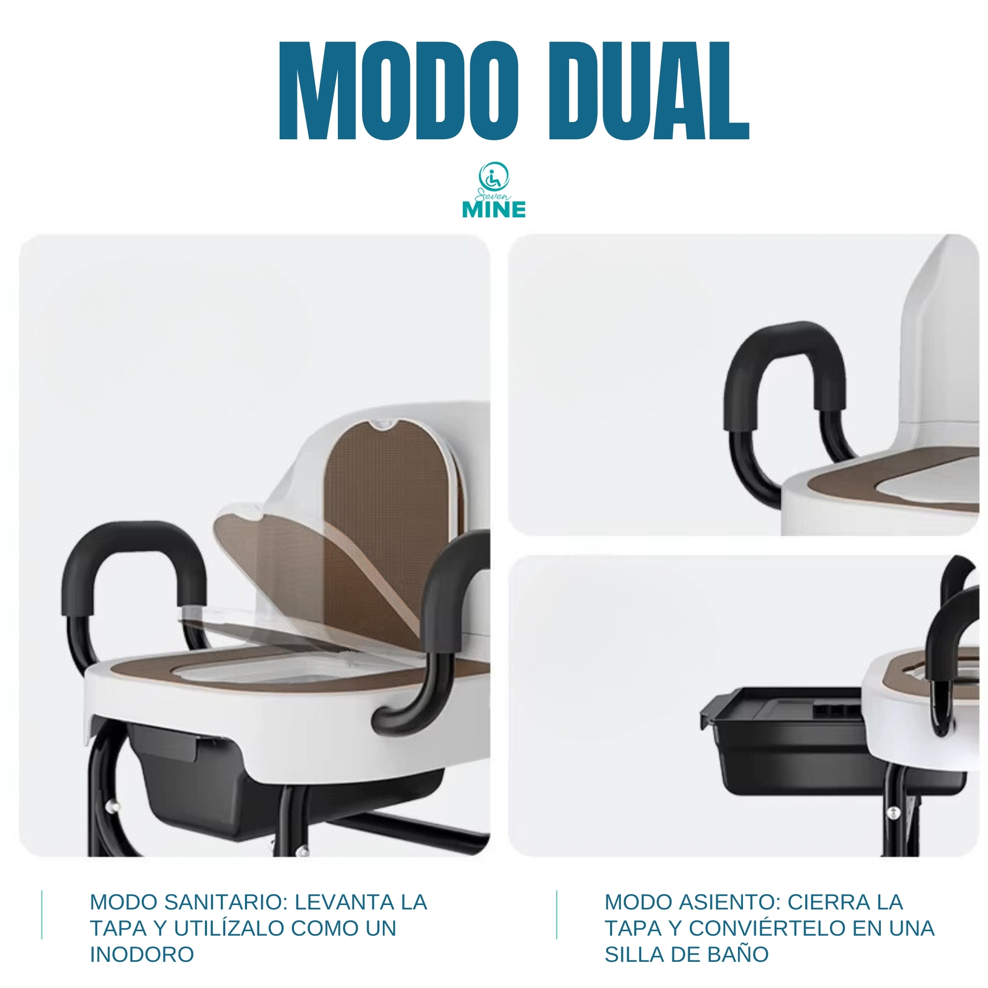 Foto 9 pulgar | Silla de Baño con Comodo Inodoro Cuadrado Sc-515