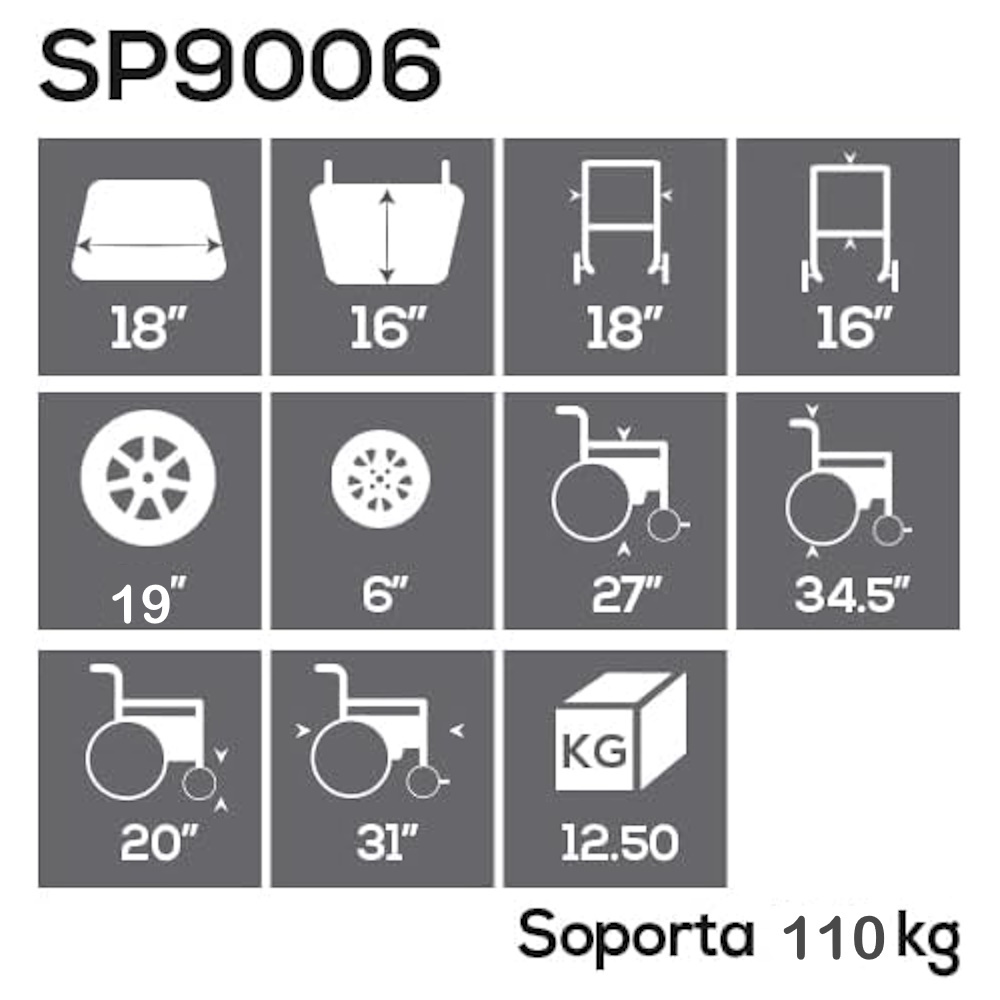 Foto 7 pulgar | Silla de Ruedas de Aluminio Supercompacta Negra