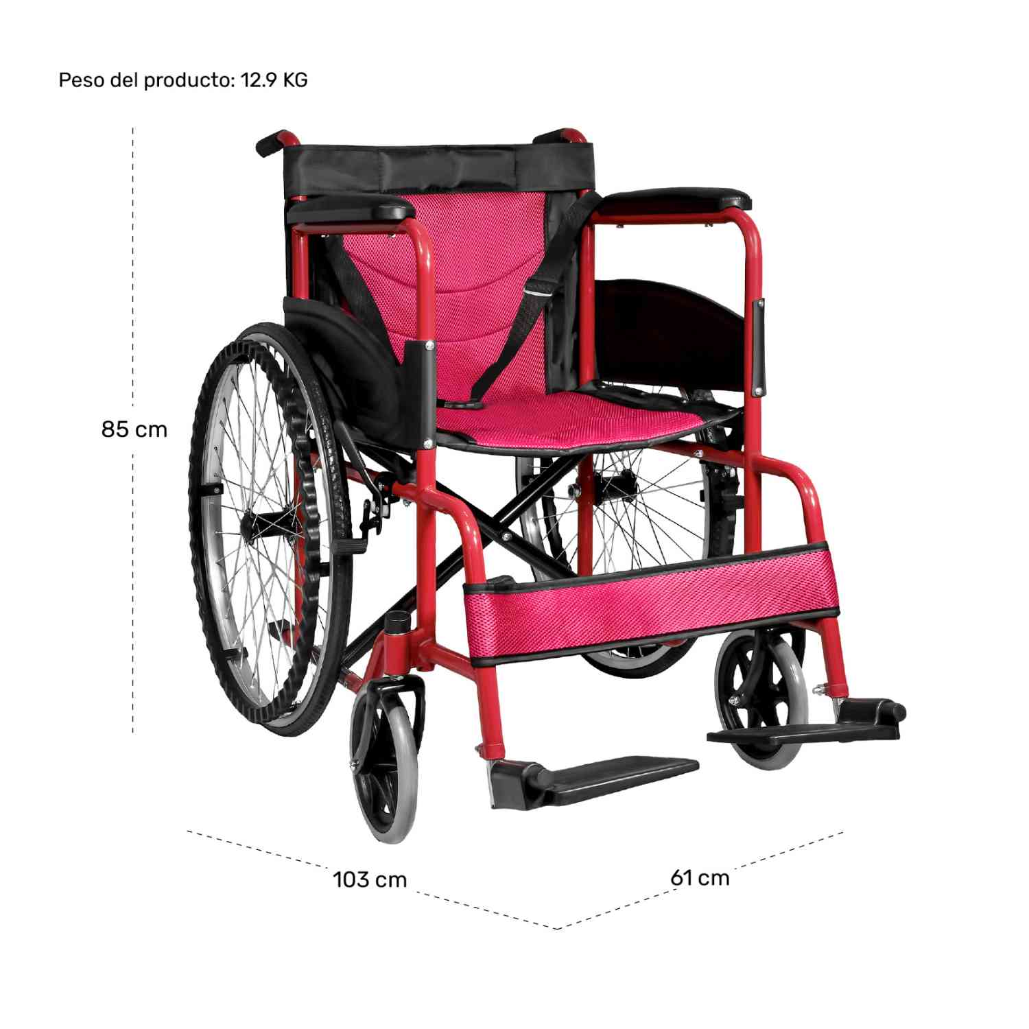 Foto 7 | Silla De Ruedas Ligera 23 Pulgadas Plegable Aluminio Lujo Nanofort