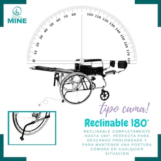 Foto 2 | Silla de Ruedas Reclinable 180° Tipo Cama Sc-381 Plegable