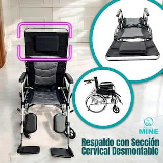 Foto 3 | Silla de Ruedas Reclinable 180° Tipo Cama Sc-381 Plegable
