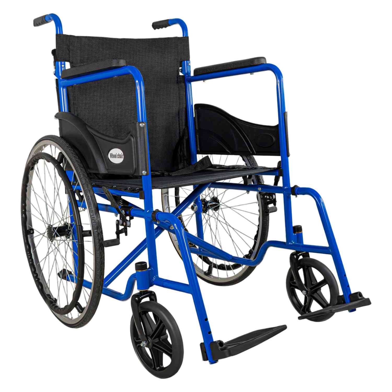 Silla Ruedas Plegable Lisa 22 Pulgadas Esctructura Aluminio Azul Nanofort