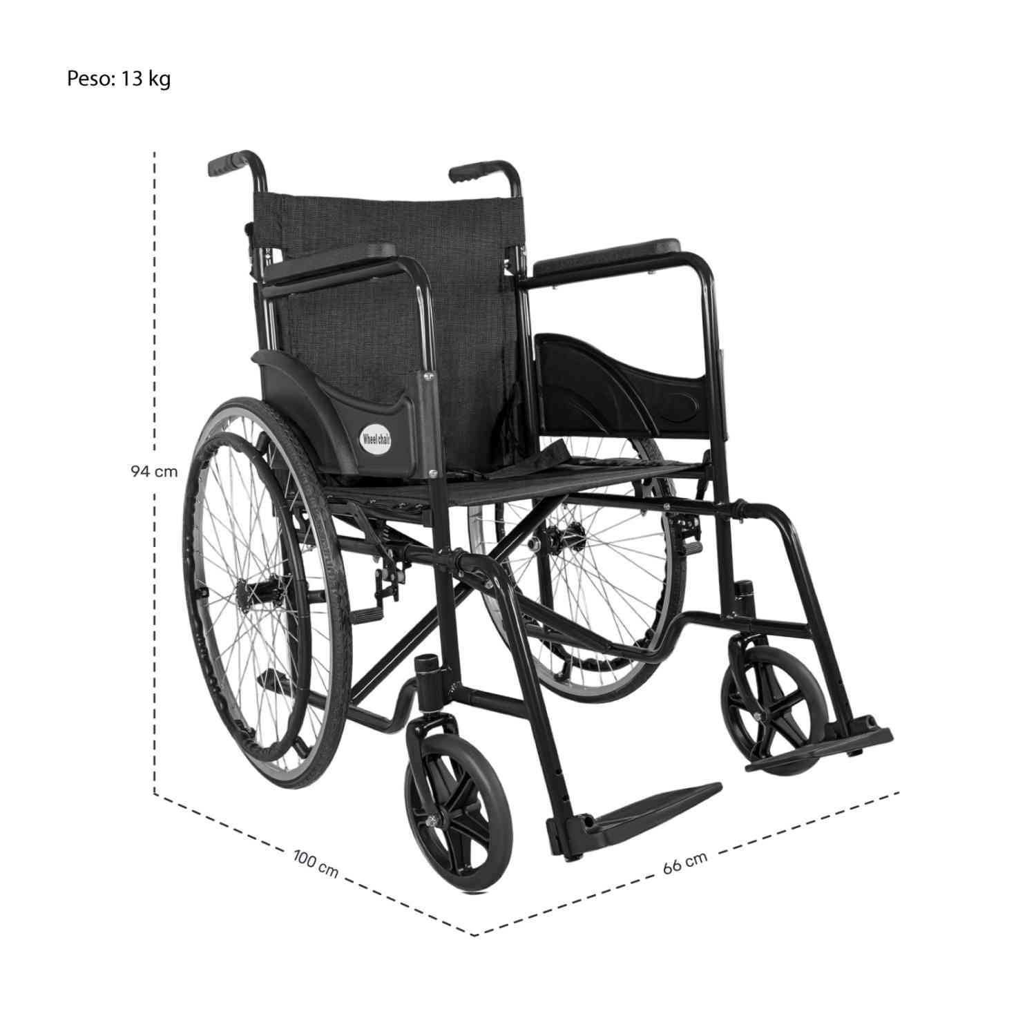Foto 9 pulgar | Silla Ruedas Plegable Lisa 22 Pulgadas Esctructura Aluminio Negro Nanofort