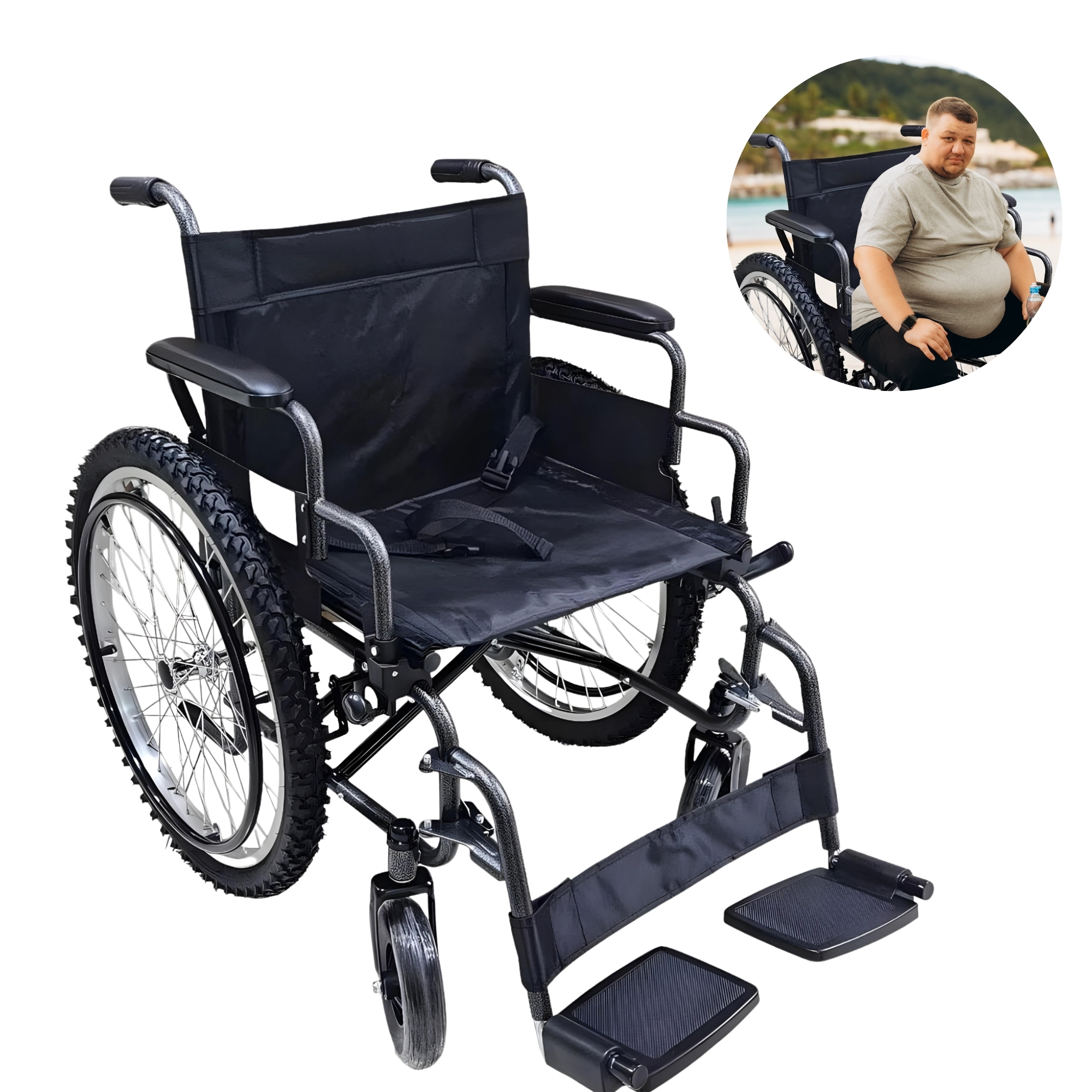 Silla De Ruedas Sc-363 Ancha 160kg | Personas Con Sobrepeso