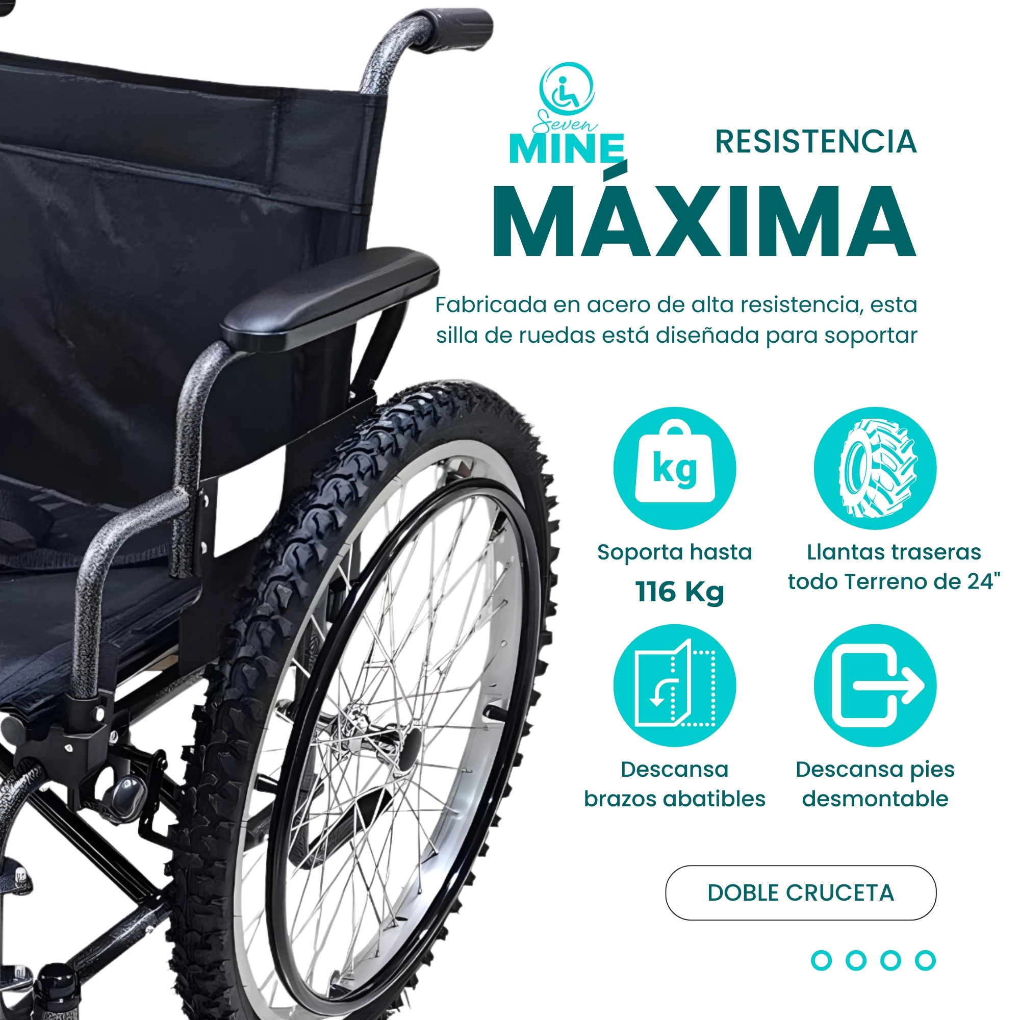 Foto 4 pulgar | Silla De Ruedas Sc-363 Ancha 160kg | Personas Con Sobrepeso