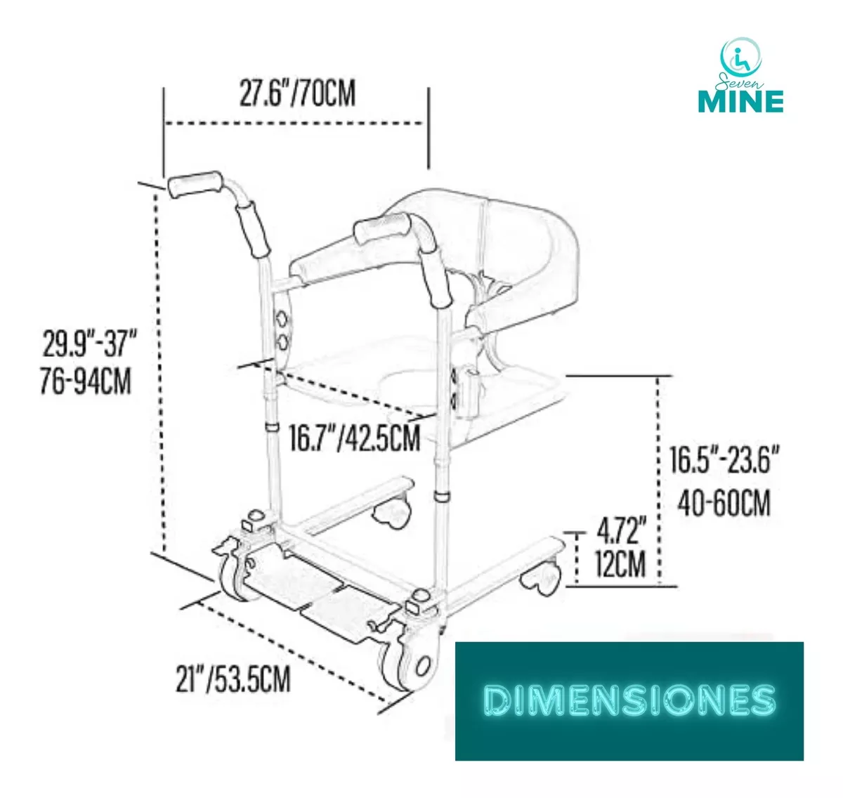 Foto 6 pulgar | Silla Sc-6129 De Traslado Para Adultos Mayores  | 4 En 1