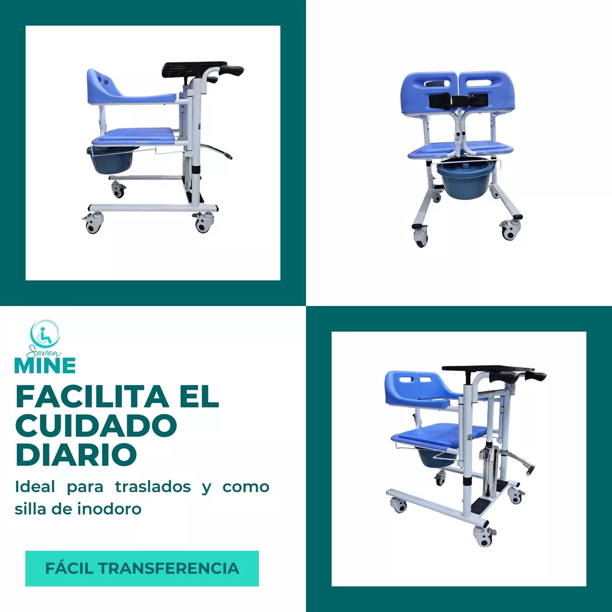 Foto 7 pulgar | Silla Sc-6129 De Traslado Para Adultos Mayores  | 4 En 1