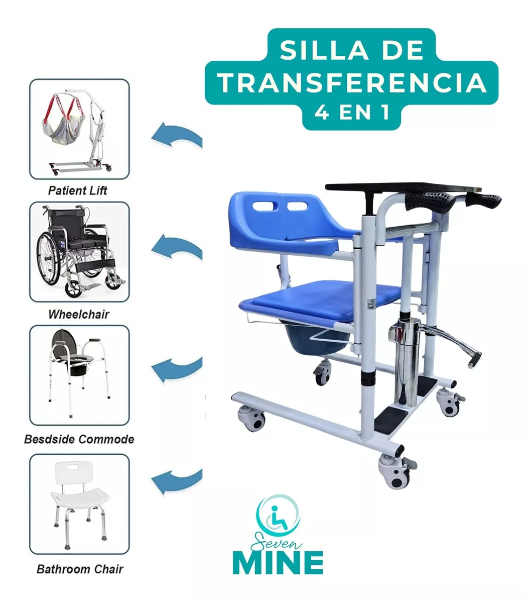 Foto 8 pulgar | Silla Sc-6129 De Traslado Para Adultos Mayores  | 4 En 1