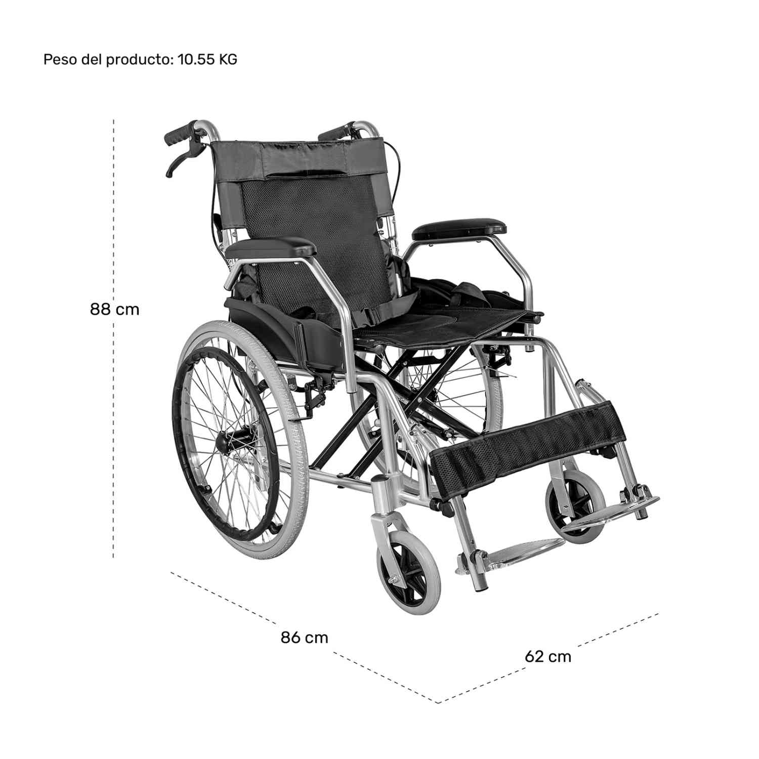 Foto 7 | Silla Ruedas Aluminio Ligera Resiste 120kg 20 Pulgadas Nanofort