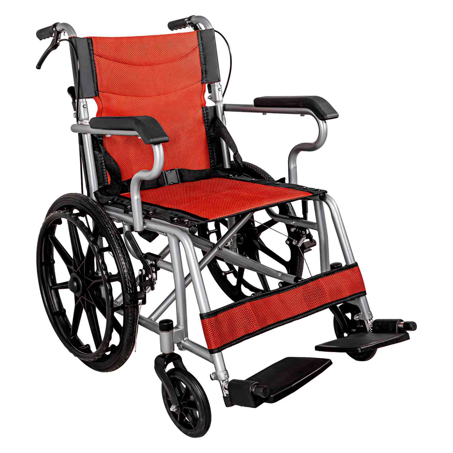 Silla Ruedas Plegable Aluminio Ligera Todo Terreno Premium Rojo Nanofort