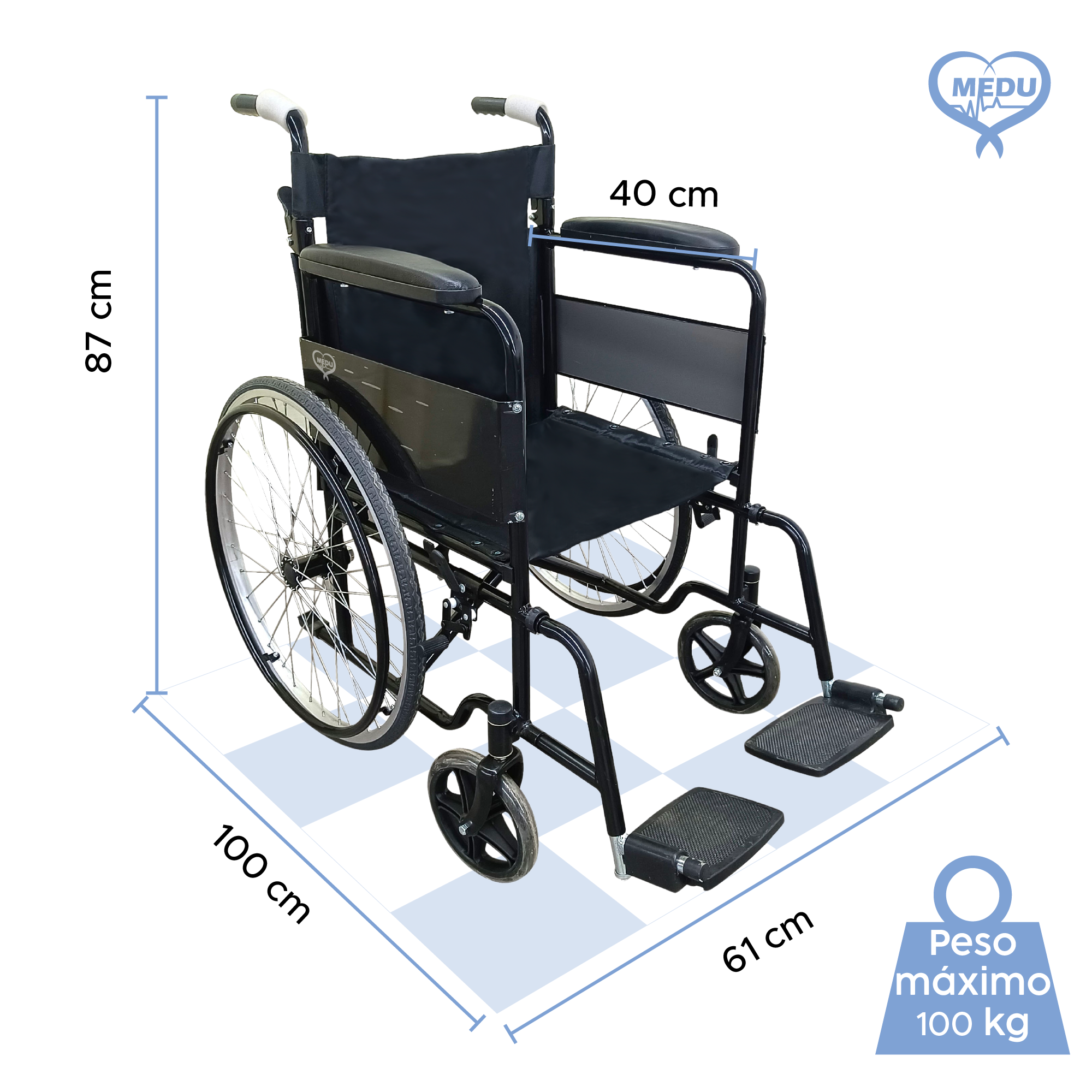 Foto 4 pulgar | Silla De Ruedas Medu Heal Color Negro – Solución Ideal Para Tu Movilidad Y Comodidad