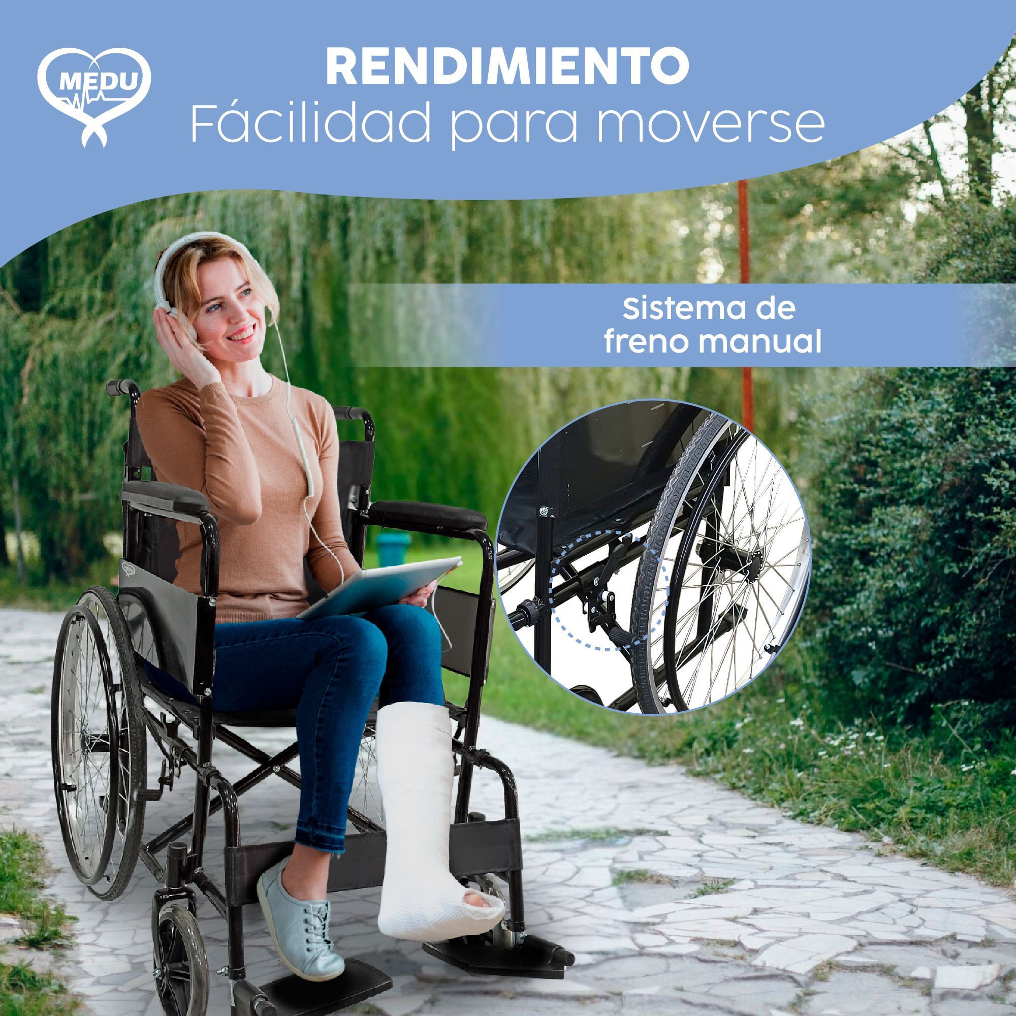 Foto 7 pulgar | Silla De Ruedas Medu Heal Color Negro – Solución Ideal Para Tu Movilidad Y Comodidad