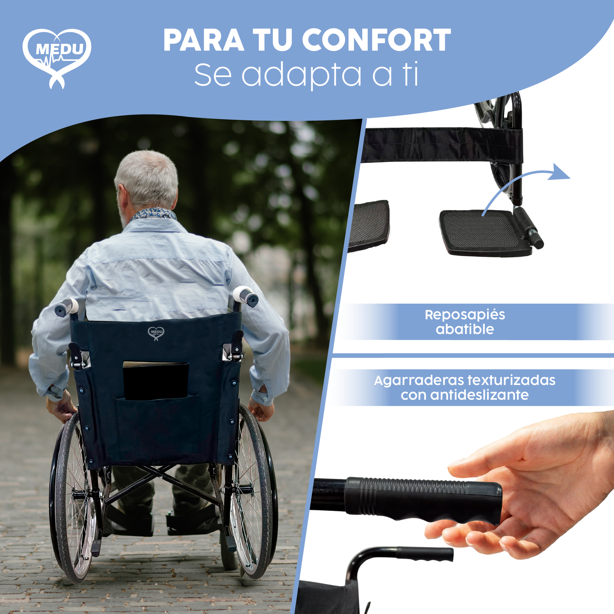 Foto 8 pulgar | Silla De Ruedas Medu Heal Color Negro – Solución Ideal Para Tu Movilidad Y Comodidad