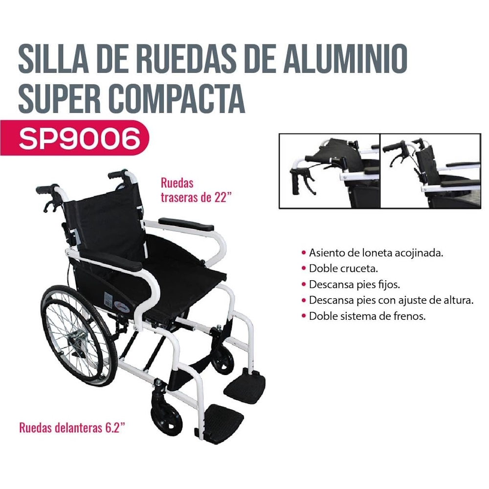 Foto 3 pulgar | Silla Traslado Compacta Aluminio C/respaldo Plegable Speedy
