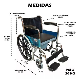 Foto 7 | Silla de Ruedas Asiento Acojinado Vinil Removible