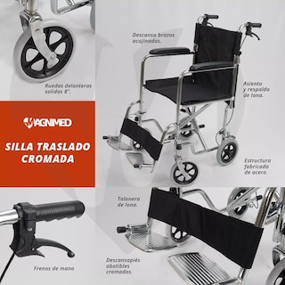 Foto 2 | Silla de Ruedas Ligera Plegable con Frenos