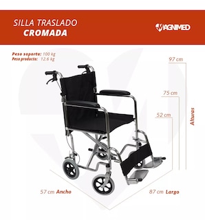 Foto 4 | Silla de Ruedas Ligera Plegable con Frenos