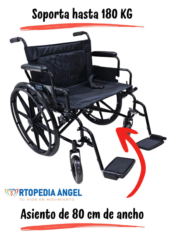 Foto 3 pulgar | Silla De Ruedas Para Sobrepeso Reforzada Extra Ancha 180 Kg