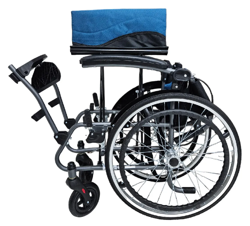 Foto 4 pulgar | Silla De Ruedas De Aluminio Ligera Azul Plegable Con Frenos