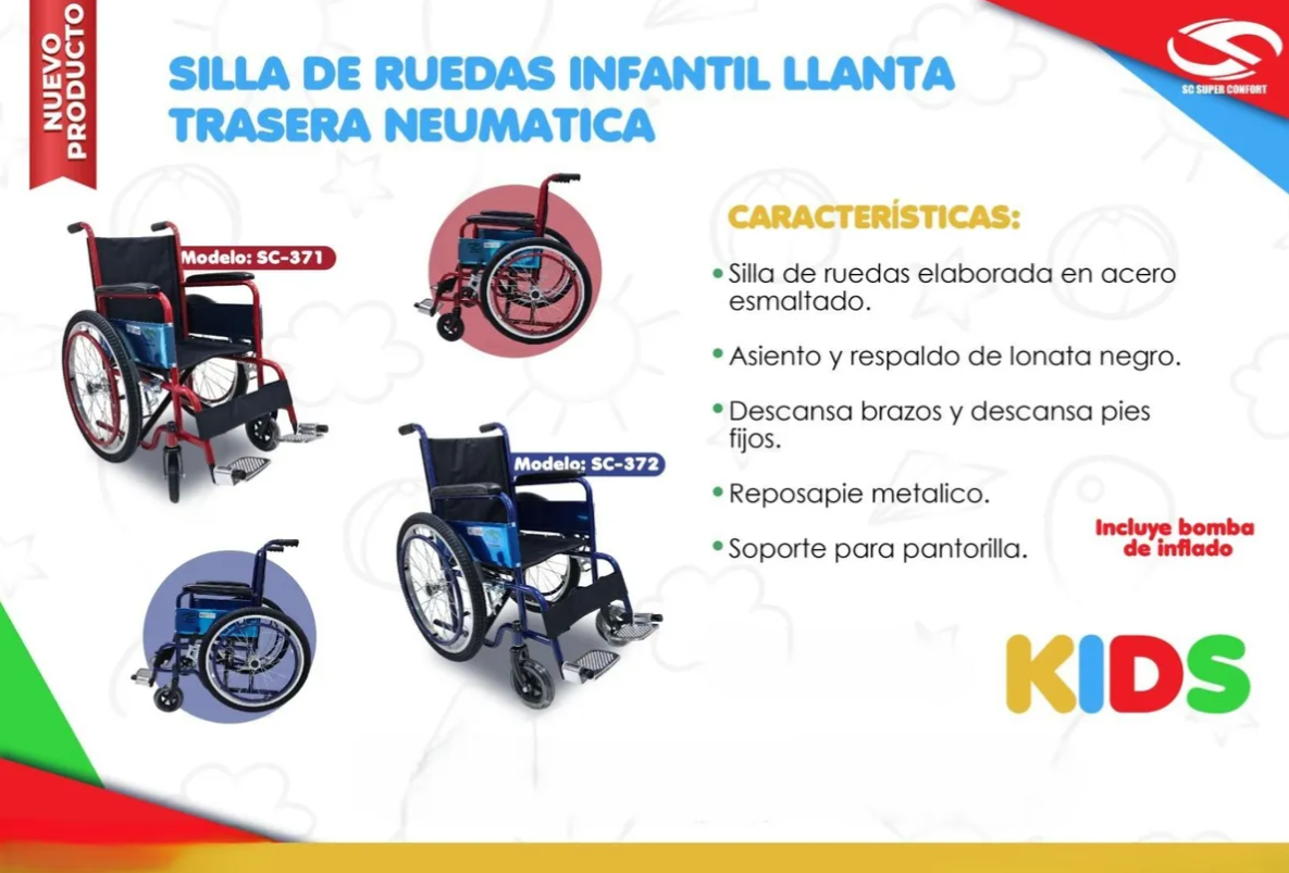 Foto 4 pulgar | Silla De Ruedas Infantil Plegable Llanta Neumática Reforzada