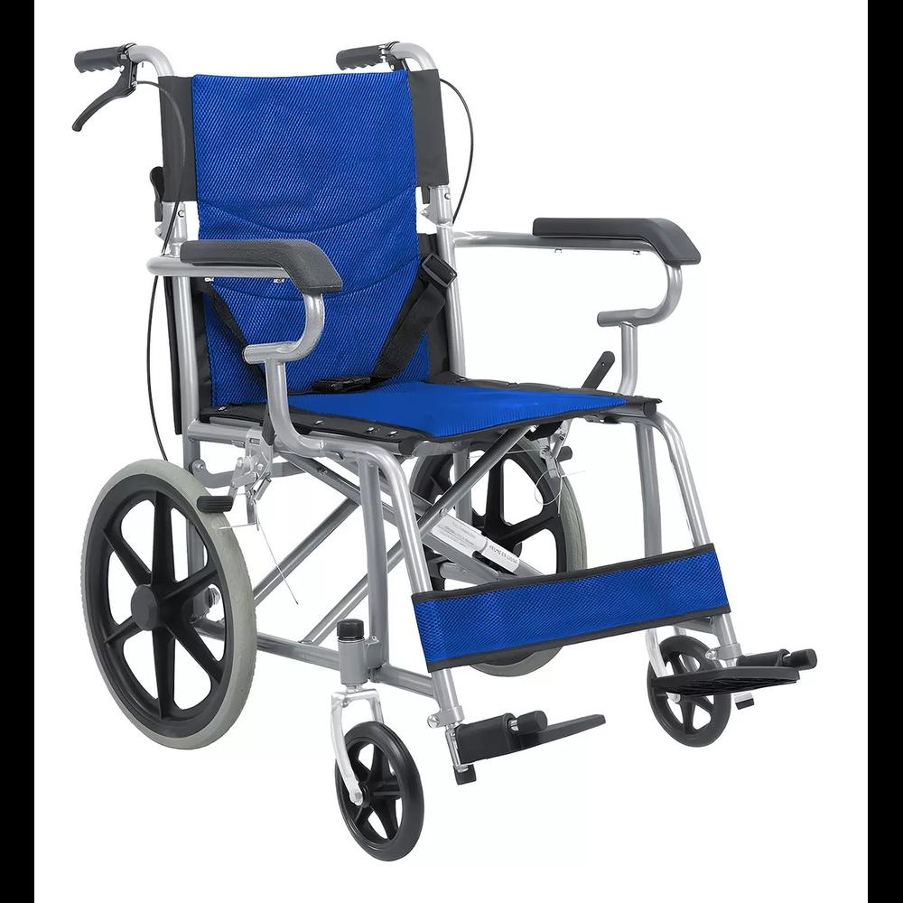 Silla De Ruedas De Traslado Ligera Plegable Con Freno 4x4