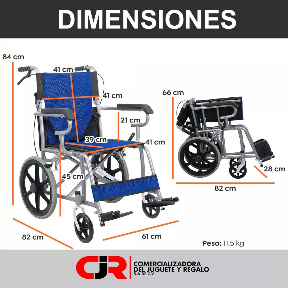 Foto 4 pulgar | Silla De Ruedas De Traslado Ligera Plegable Con Freno 4x4