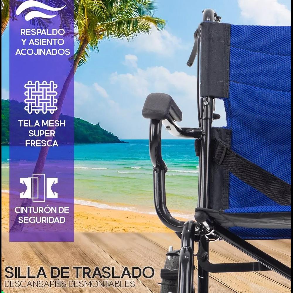 Foto 6 pulgar | Silla De Ruedas De Traslado Ligera Plegable Con Freno 4x4