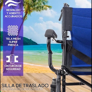 Foto 5 | Silla De Ruedas De Traslado Ligera Plegable Con Freno 4x4