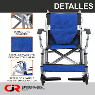 Foto 6 | Silla De Ruedas De Traslado Ligera Plegable Con Freno 4x4