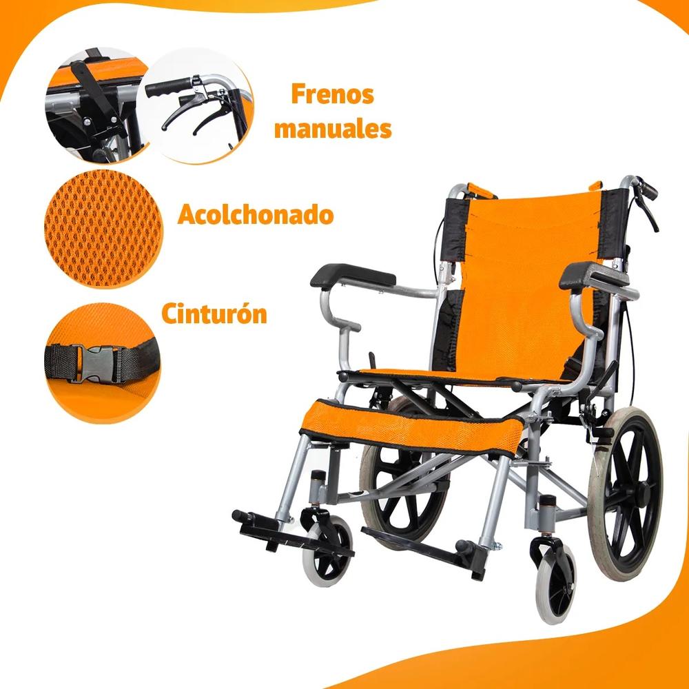 Foto 4 pulgar | Silla De Ruedas De Traslado Ligera Plegable Con Freno 4x4