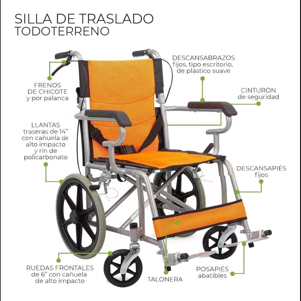 Foto 6 pulgar | Silla De Ruedas De Traslado Ligera Plegable Con Freno 4x4
