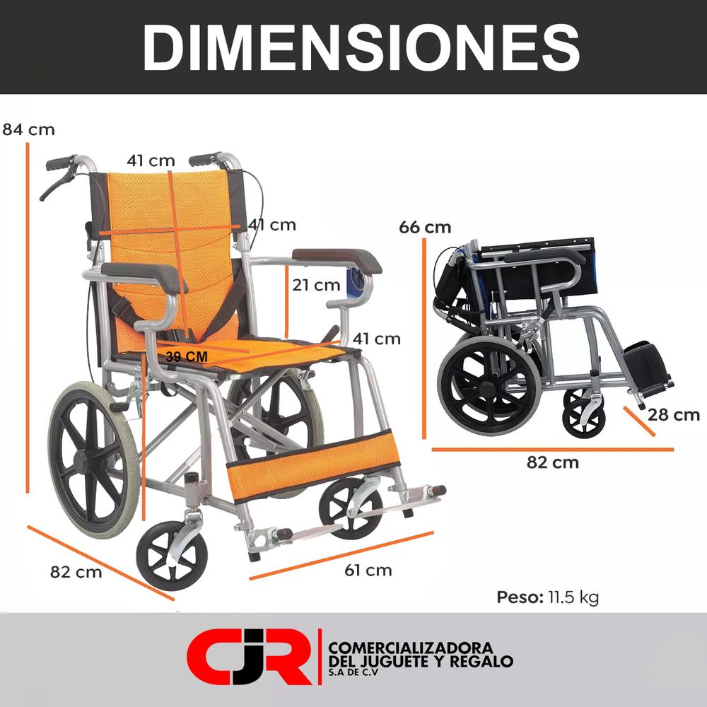 Foto 7 pulgar | Silla De Ruedas De Traslado Ligera Plegable Con Freno 4x4