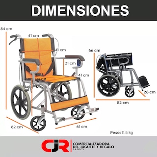 Foto 6 | Silla De Ruedas De Traslado Ligera Plegable Con Freno 4x4