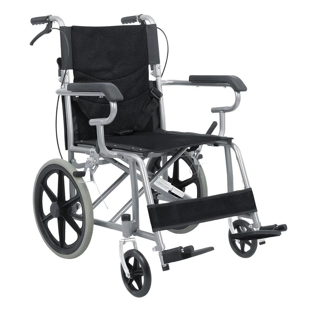 Silla De Ruedas De Traslado Ligera Plegable Con Freno 4x4