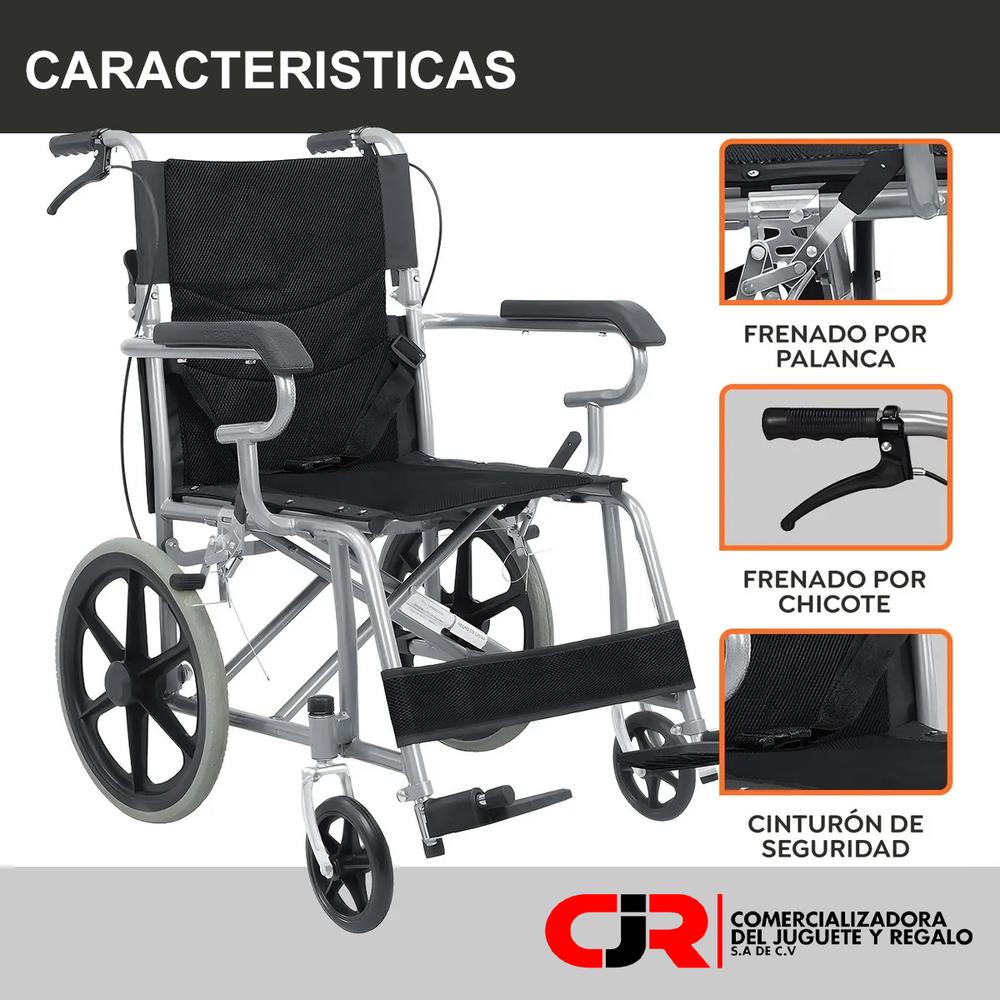 Foto 4 pulgar | Silla De Ruedas De Traslado Ligera Plegable Con Freno 4x4