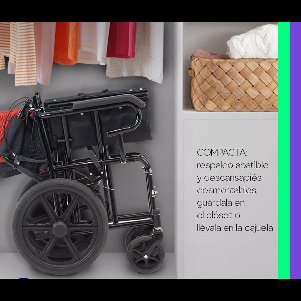 Foto 5 pulgar | Silla De Ruedas De Traslado Ligera Plegable Con Freno 4x4