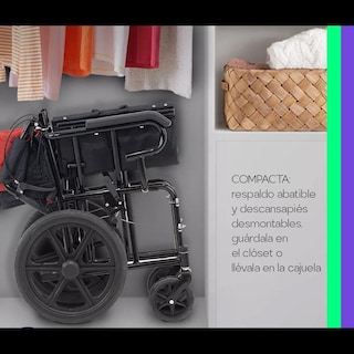 Foto 4 | Silla De Ruedas De Traslado Ligera Plegable Con Freno 4x4