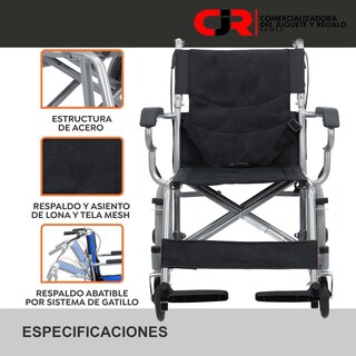 Foto 7 | Silla De Ruedas De Traslado Ligera Plegable Con Freno 4x4