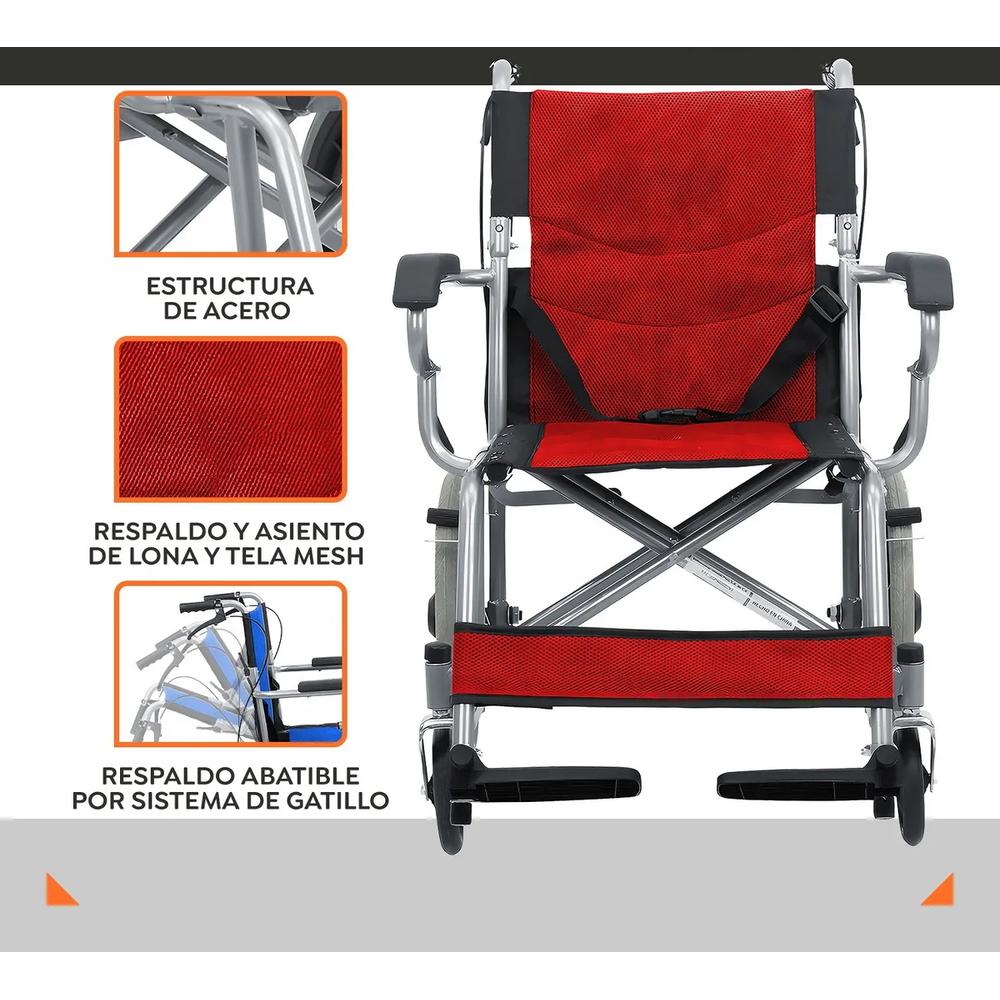 Foto 6 pulgar | Silla De Ruedas De Traslado Ligera Plegable Con Freno 4x4