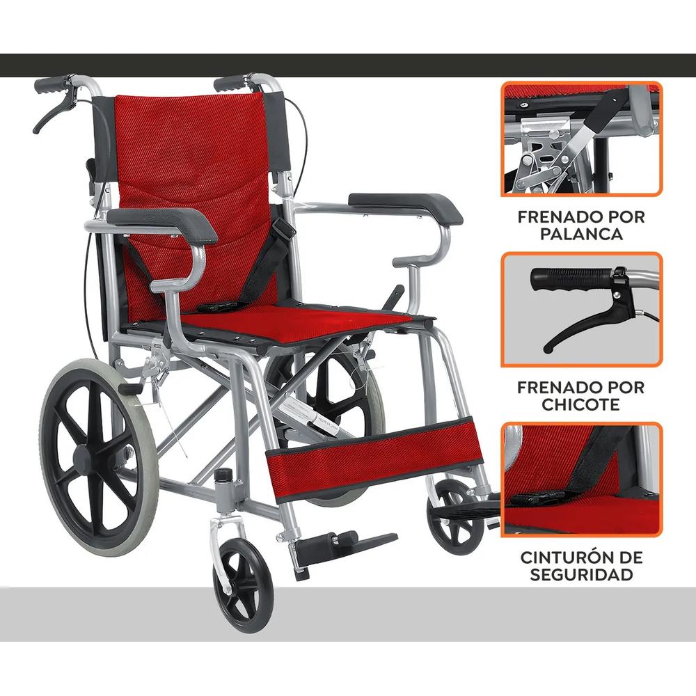 Foto 8 pulgar | Silla De Ruedas De Traslado Ligera Plegable Con Freno 4x4