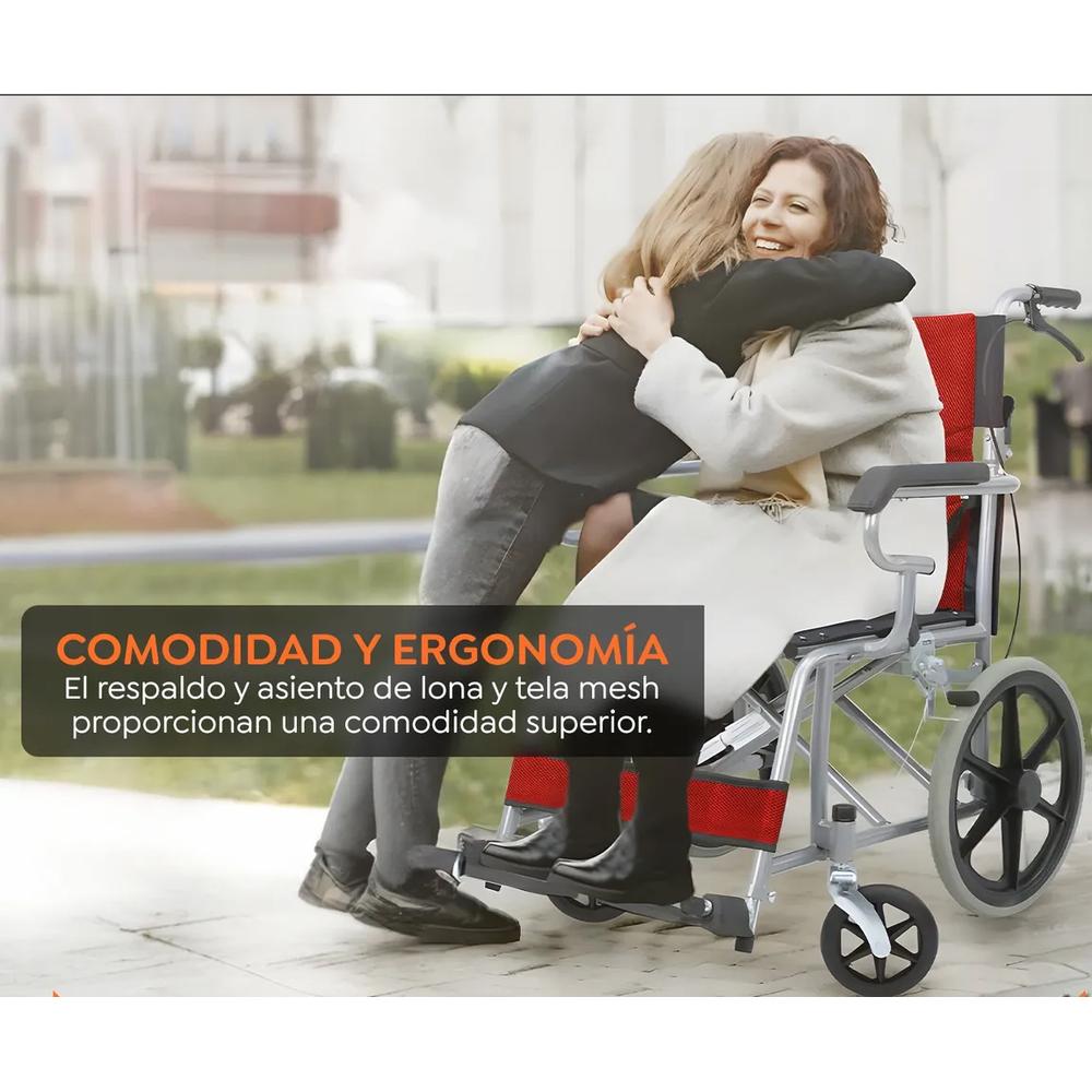 Foto 8 | Silla De Ruedas De Traslado Ligera Plegable Con Freno 4x4