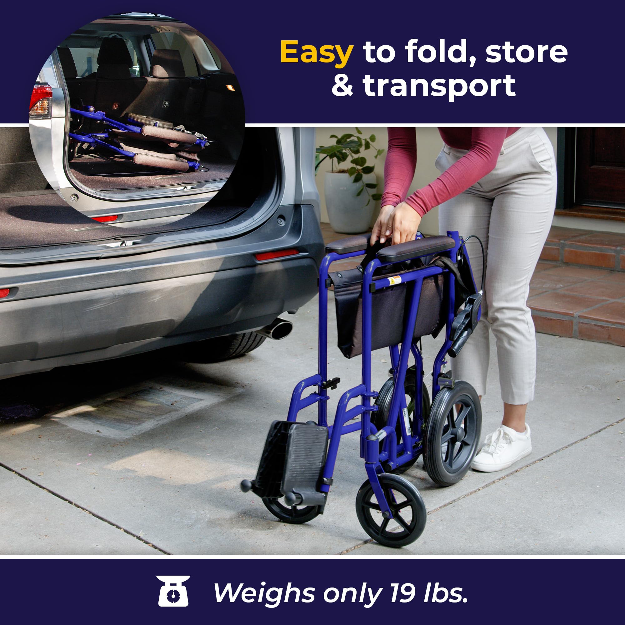 Foto 5 | Silla De Ruedas De Transporte Drive Medical Exp19ltbl Lightweight - Venta Internacional.