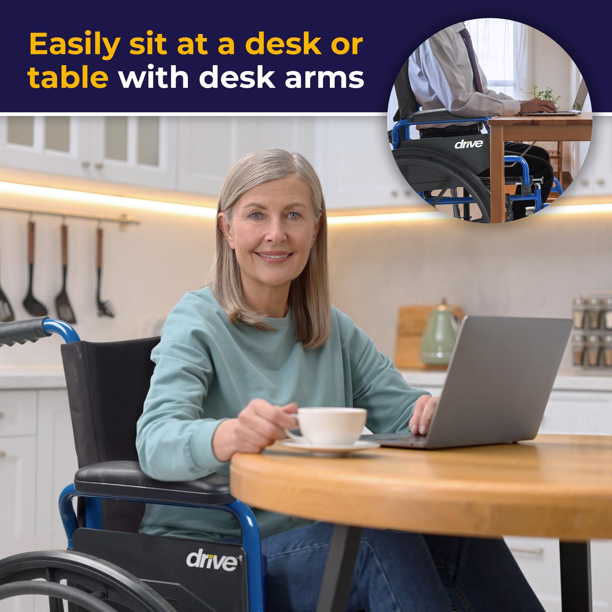 Foto 6 pulgar | Asiento Ligero De 18 Pulgadas Medical Blue Streak Para Silla De Ruedas - Venta Internacional.