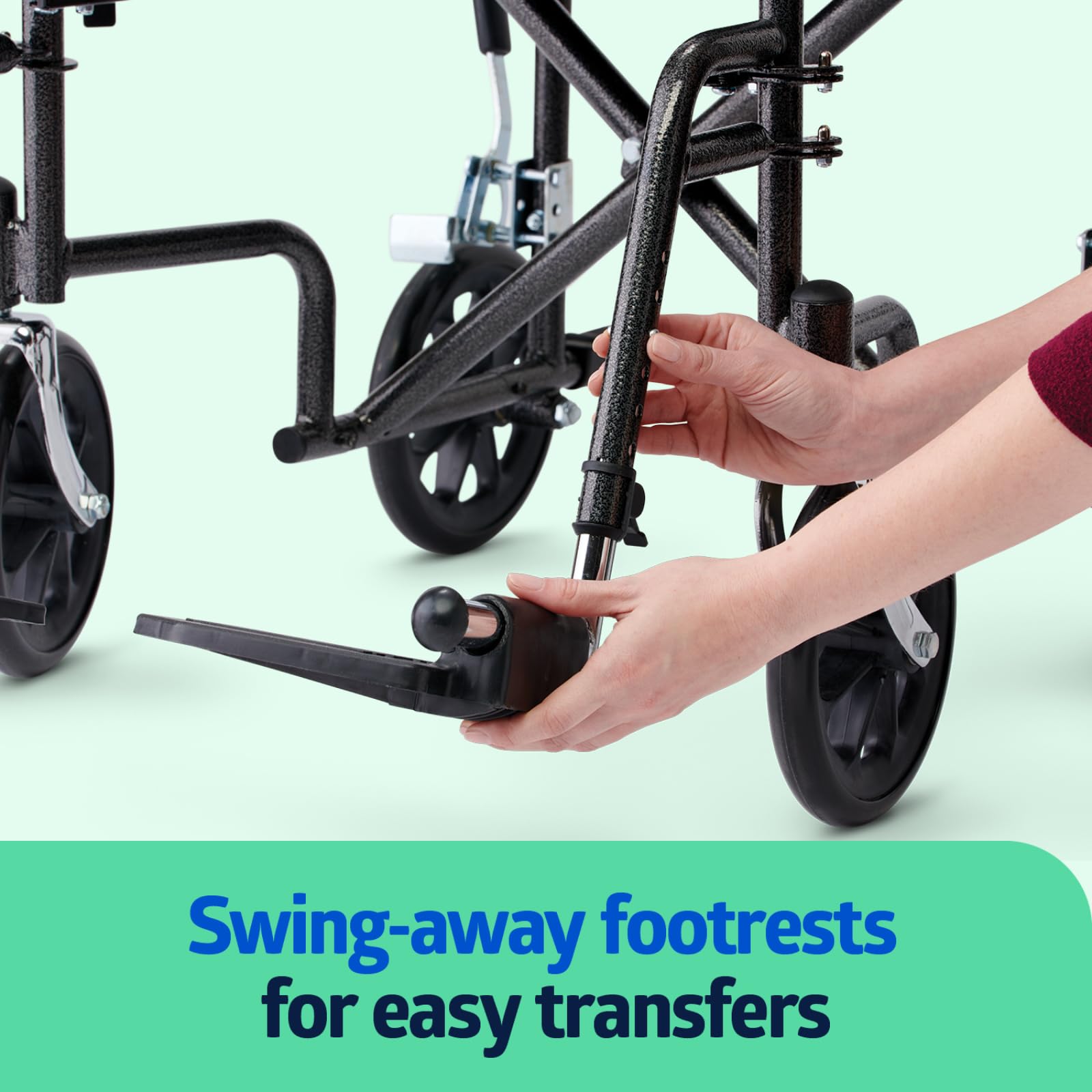 Foto 5 | Silla De Ruedas De Transporte Medline, Asiento Duradero Y Plegable De Acero De 19 Pulgadas - Venta Internacional.