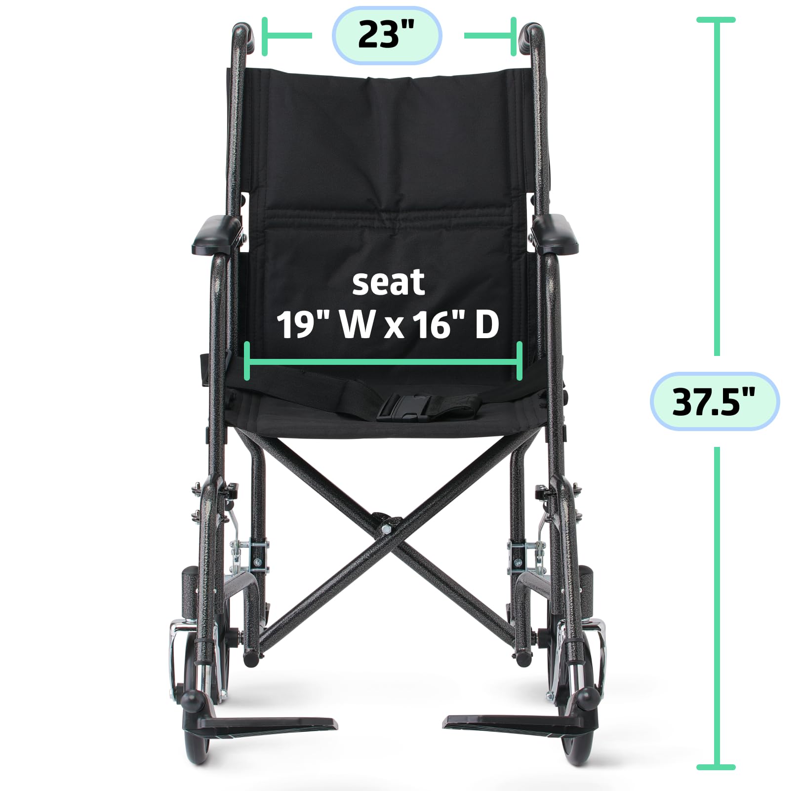 Foto 7 pulgar | Silla De Ruedas De Transporte Medline, Asiento Duradero Y Plegable De Acero De 19 Pulgadas - Venta Internacional.