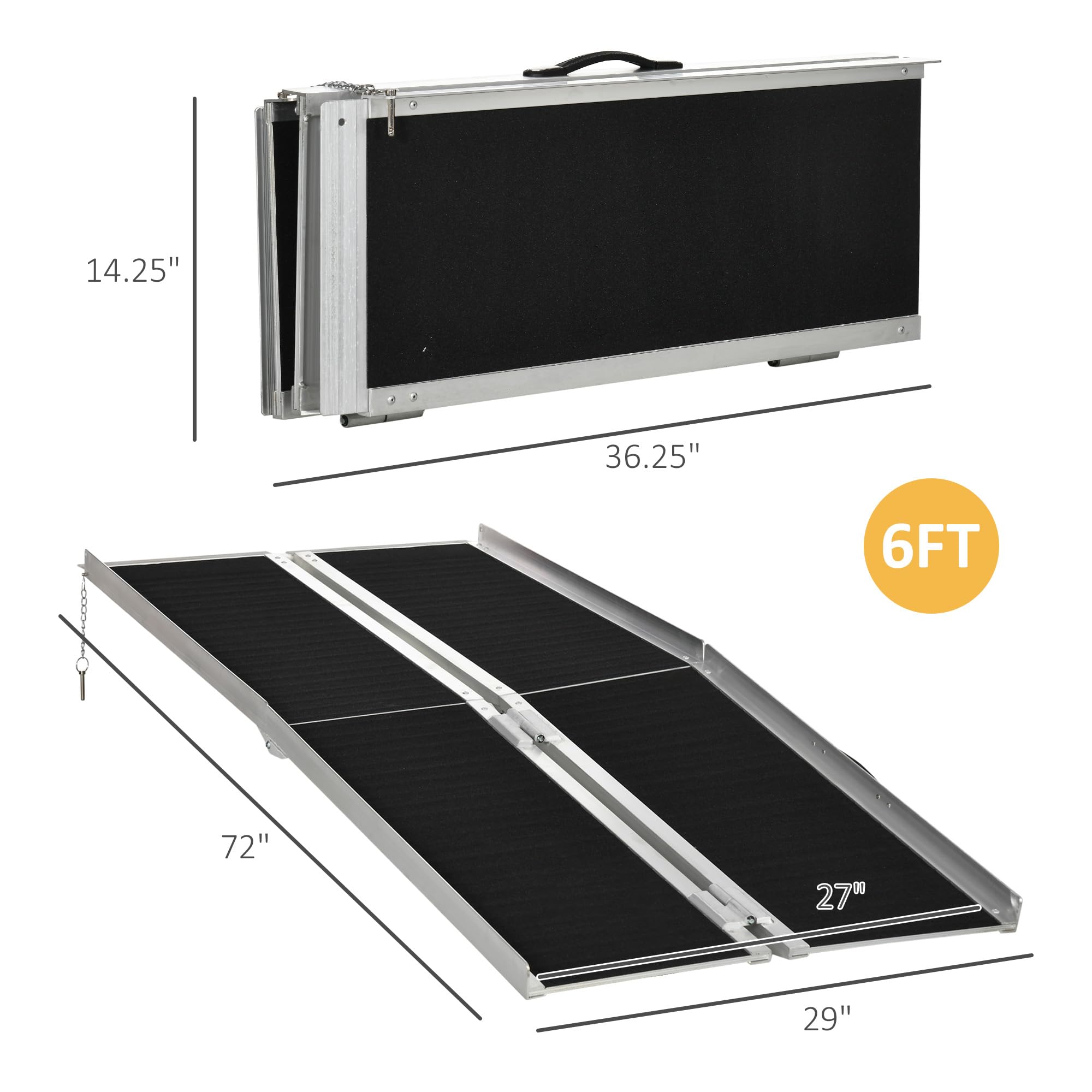 Foto 8 pulgar | Rampa Para Silla De Ruedas Homcom Plegable De Aluminio De 6 Pies Y 270 Kg De Capacidad - Venta Internacional.
